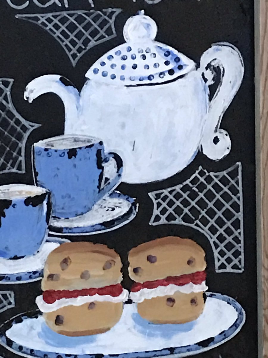 Kevandsally's tweet photo. Crossed the border into Devon and saw this! I know it’s wrong and will annoy you! Got to return to Cornwall quick!! #CreamTea @Dawn_French https://t.co/z7sC6zgmQ8