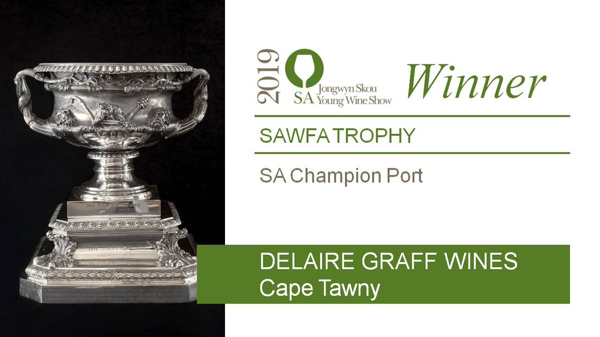 sayoungwine's tweet photo. #SAYoungWineShow . Winner #17. The SA Champion Port and winner of the SAWFA Trophy. 
First Awarded in 1947. 
Congratulations to @DelaireGraff
#SAYWS2019 https://t.co/g36WVFyJp2