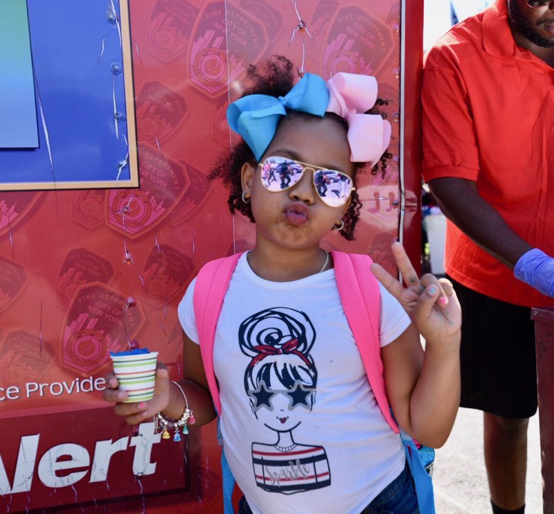 FDNY's tweet photo. There’s one hour left to go at today’s last #FDNY Block Party of the summer! Join us at #Engine275 and #Ladder133 at 111-36 Merrick Blvd #Queens until 4pm. For online #FDNYSmart tips, visit https://t.co/NpwdRdlElY https://t.co/AEkL7chmIl