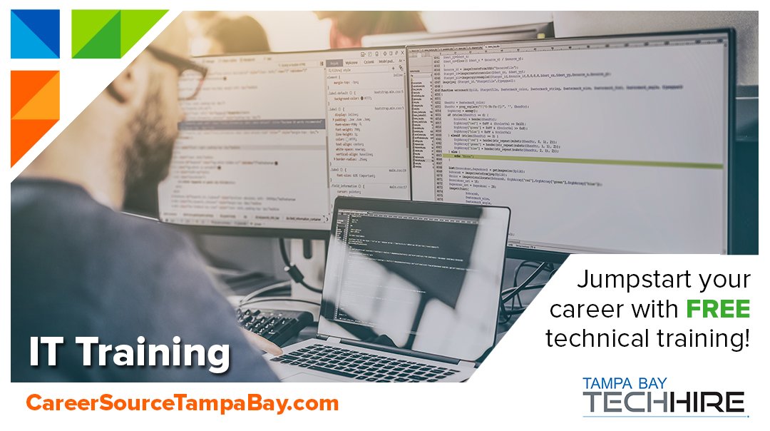 TB_Intern's tweet photo. Are you Tech Savvy? 

The TechHire program has partnered with the University of South Florida, and offers FREE online training! For more information visit: https://t.co/bdLm1hDOFJ or call Jessica Pierre at (813) 930-7400 ext 7237 for more information. https://t.co/O3FwmoxFCm