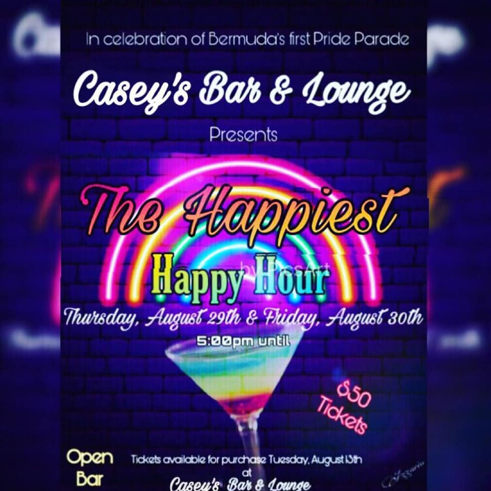 bermudapride's tweet photo. Don't miss these Pride Happy Hour's ππΈπ»π₯π·πΉ at Casey's Bar & Lounge! #BermudaPride2019 #WeBelong and as we say you'll be #fullhot with $5.00 fever! https://t.co/ij3Wz6J6K9