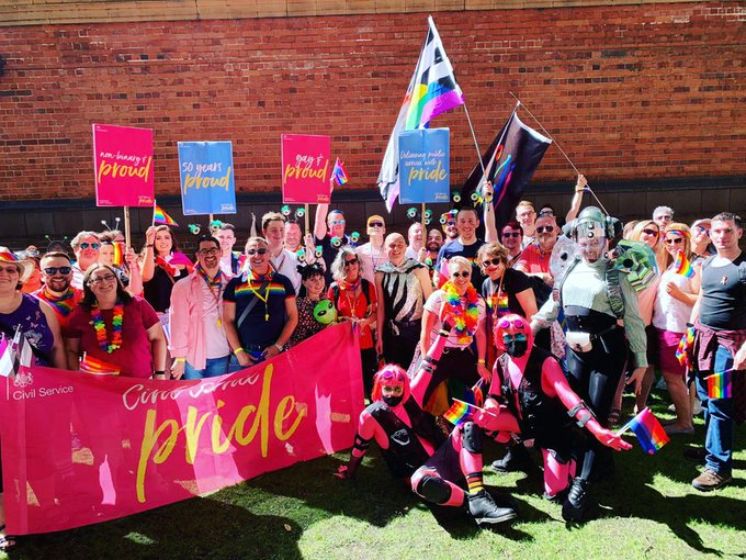 cslgbt's tweet photo. A fantastic #OurCivilService turn out for #Manchester #CivilServicePride today. https://t.co/6xwEaWE5Fh