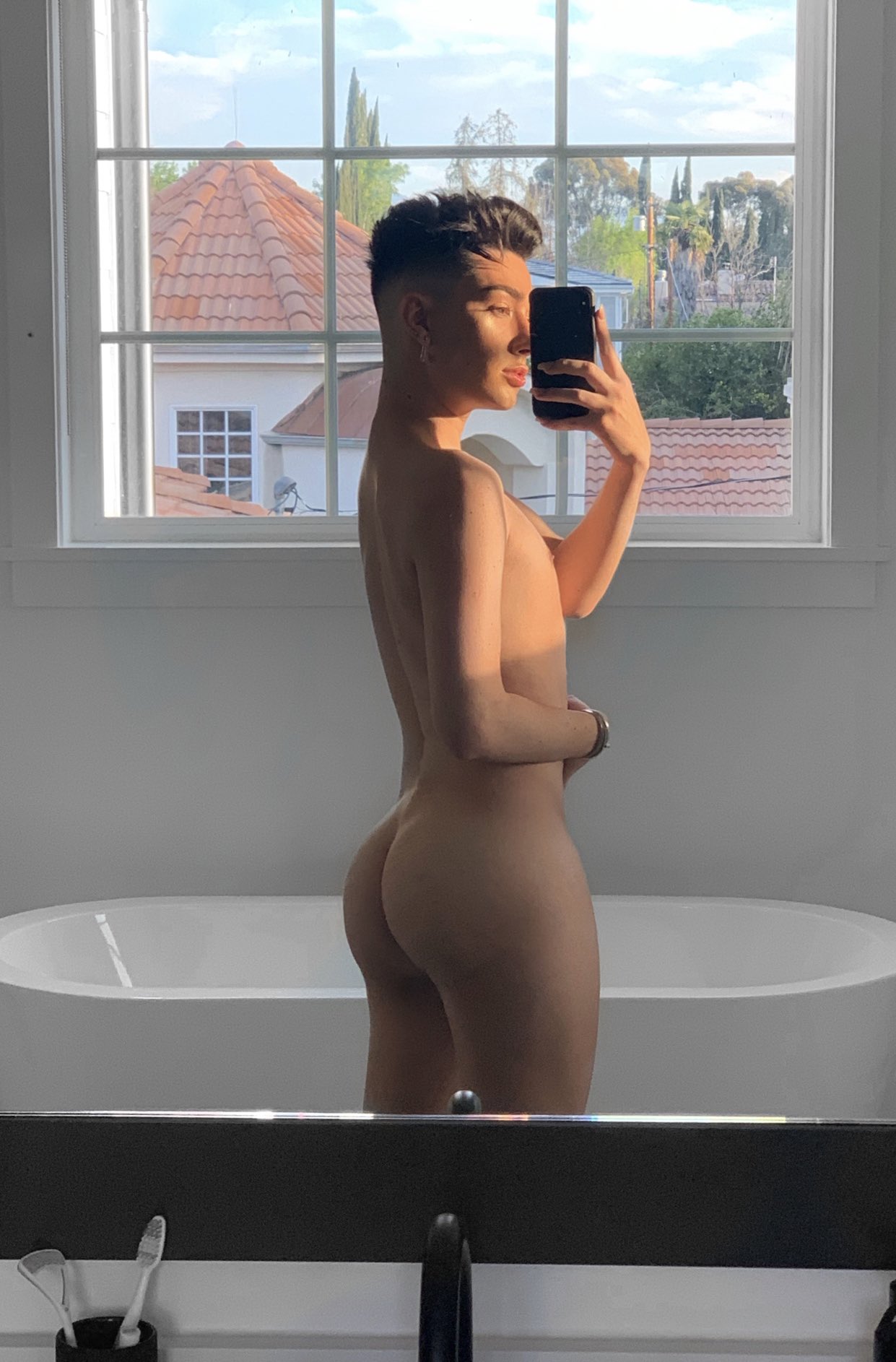 James Charles on X: hi I got my account back 🙃 just case I ever get  hacked again, here's the ONLY nude I've ever taken! can't threaten me with  it now 🤠🖕🏼