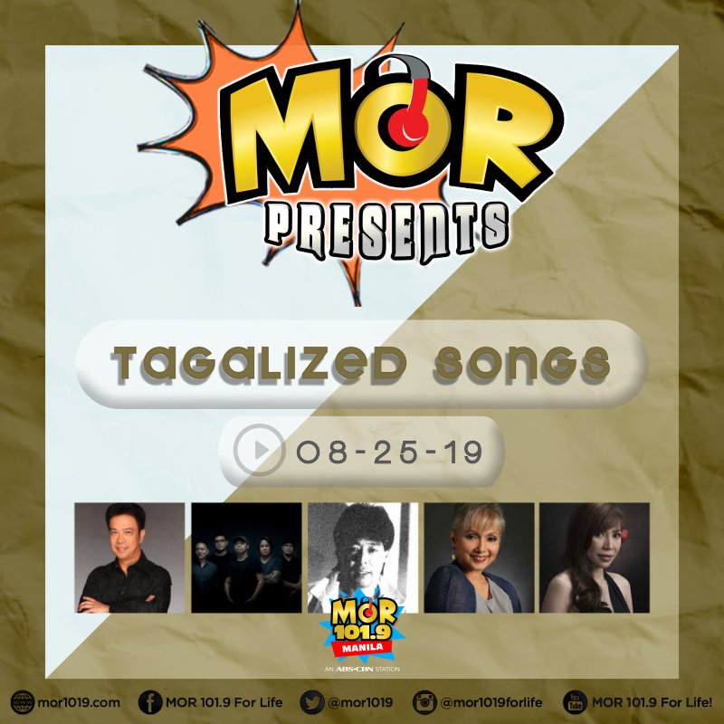 MORentPH's tweet photo. Siguradong kikiligin ka kaMORkada sa mga kantang ginawan ng sarili nilang version ng ating mga OPM icons! Dito sa #MORPresents: Tagalized Songs! https://t.co/I9MDDWUXXU