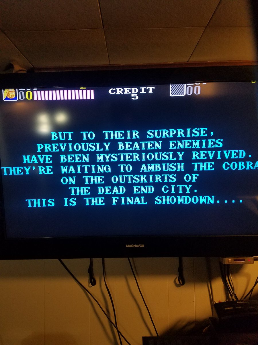 NJRetro1's tweet photo. #justbeatit @polykill Vendetta! played as Hawk aka Hulk Hogan of course. This was probably my most played arcade game as a kid and this is the first time I beat it. Hard as nails and quarter munching madness. So fun though, the shotgun is boss and the ground attacks make it. https://t.co/K2qK56LPMf