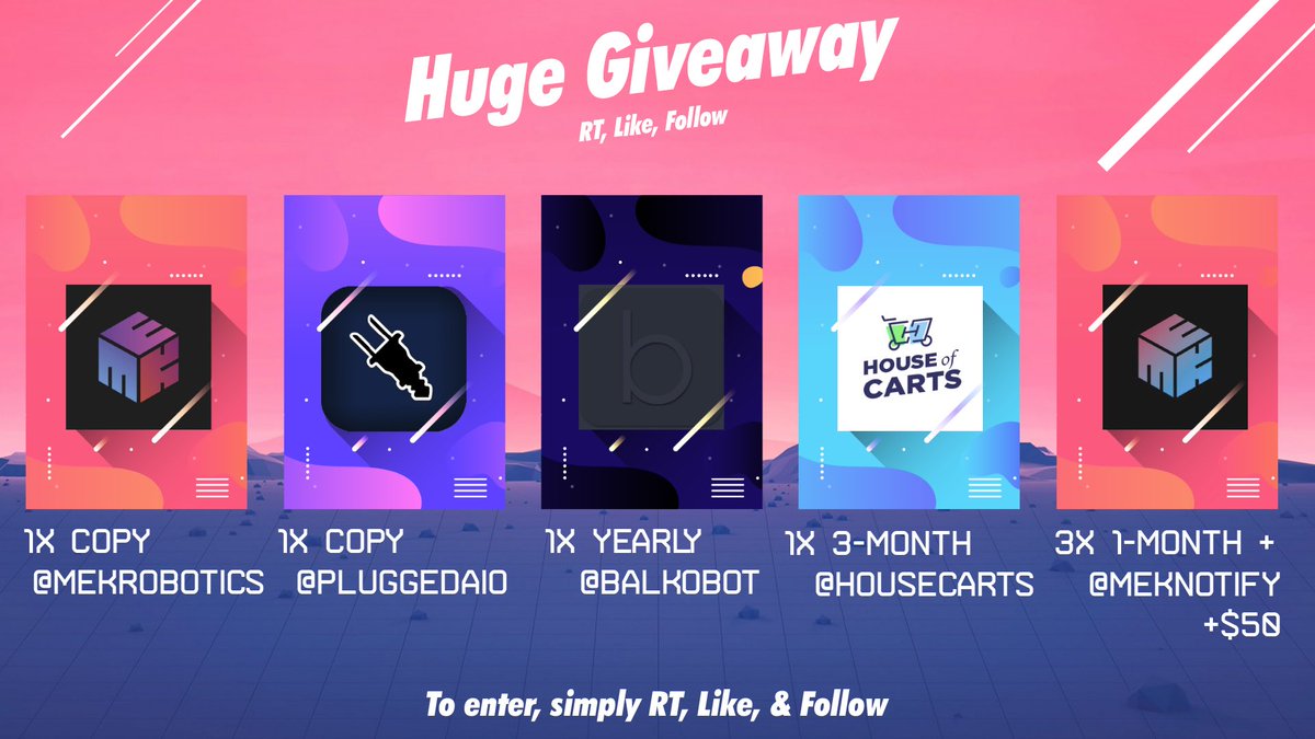 House of Carts (@housecarts) on Twitter photo π GIVEAWAY π
HUGE POOL OF PRIZES!
To Enter:
- Follow <a href="/HouseCarts/">House of Carts</a> @MekRobotics @Meknotify @Balkobot <a href="/PluggedAIO/">Plugged iOS</a>
- Like! β
- Retweet β»οΈ
WINNERS PICKED ON TUESDAY! GL! π GIVEAWAY π
HUGE POOL OF PRIZES!
To Enter:
- Follow <a href="/HouseCarts/">House of Carts</a> @MekRobotics @Meknotify @Balkobot <a href="/PluggedAIO/">Plugged iOS</a>
- Like! β
- Retweet β»οΈ
WINNERS PICKED ON TUESDAY! GL!