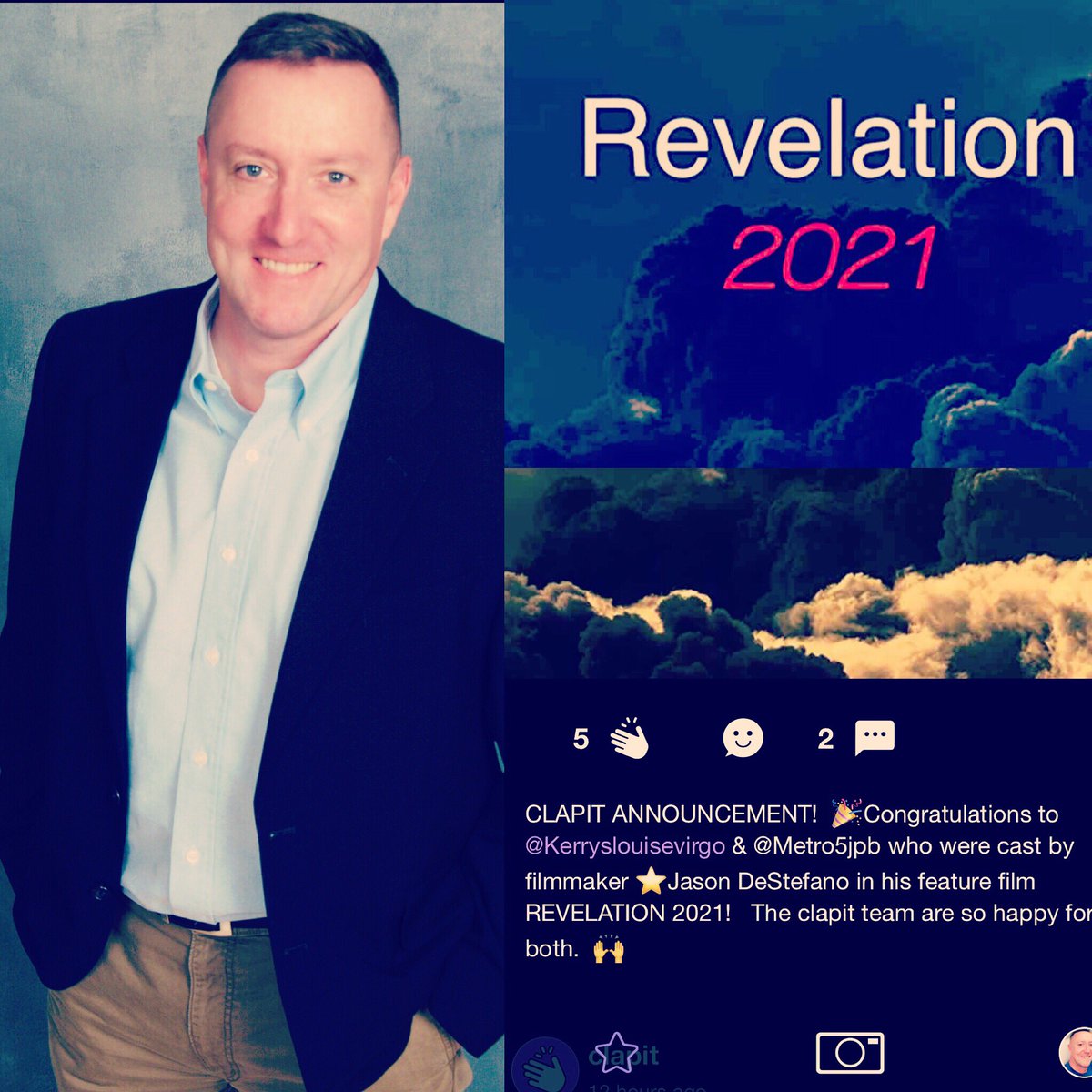MajorBurnsJim's tweet image. 🎥 Look out for the film Revelation 2021 directed by Jason DeStefano. 🎬 I will be playing a preacher. 🙏 Very excited.Thank you to the Clapit community for the support. 
.
#clapwhatyoulove #clapit #revelation2021 #featurefilm #actor #singer #metro5jpb