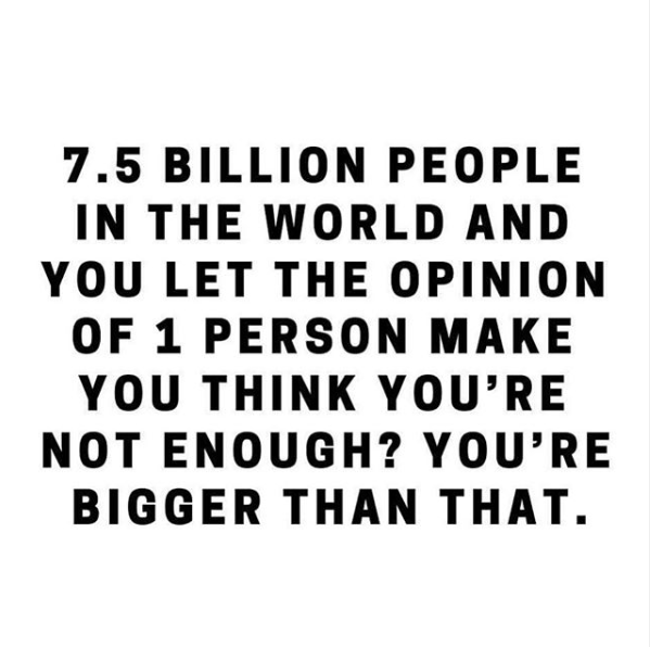 Just a BIG reminder not to give your power away to anyone. No one else’s opinion of you is your truth.

And for the record, I think you are AMAZING and enough in every possible way. So pay more attention to all the people who do think you’re more than enough as well. ❤️❤️