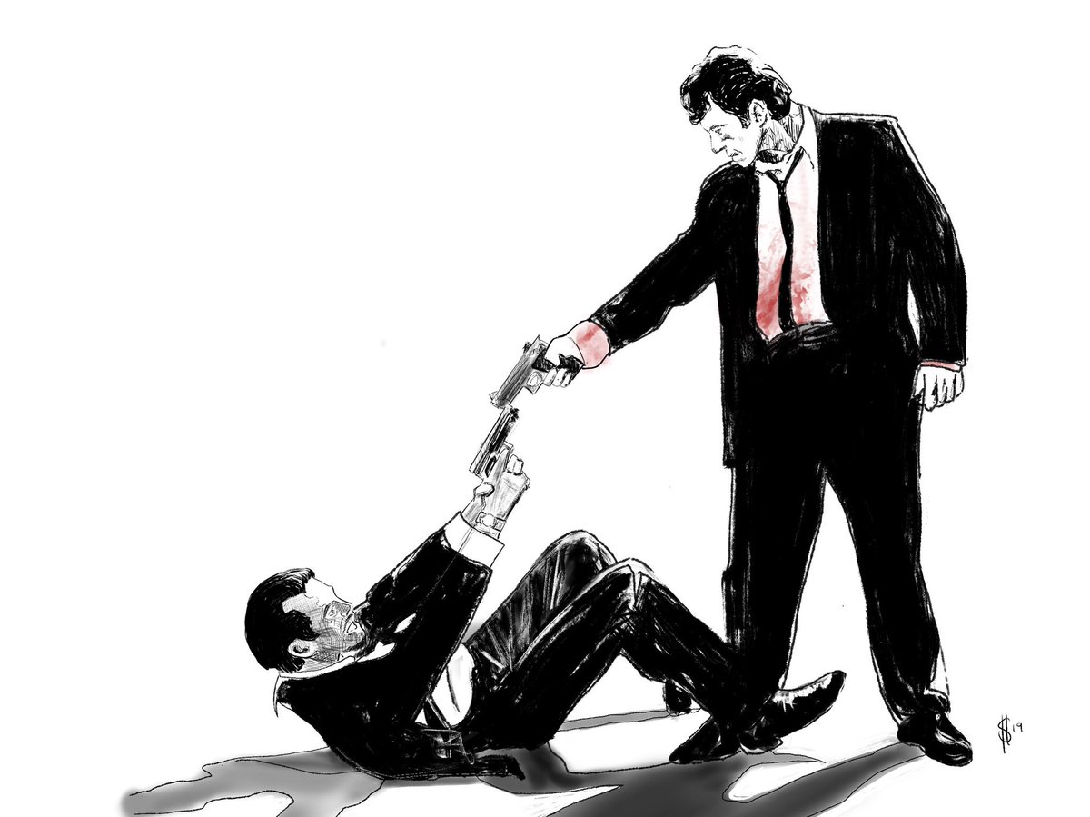 _simsima1980's tweet photo. 1st of 9 pieces dedicated to one of my favourite directors Mr. Quentin Tarantino so here’s #reservoirdogs #homage #fanart #illustration #art #quentintarantino #mrwhite #mrpink #harveykeitel #stevebuscemi #procreate #truegrittexturesupply #digitalart #cinephile #classicscene https://t.co/0PMEVp64Vb