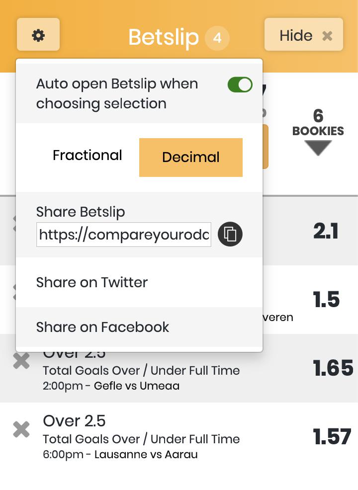 Compare Your Odds NEW Share Feature.

Your betslip will automatically generate a URL which you can copy and share with your friends / followers.

Once they tap, it will automatically load over the selections to their device.