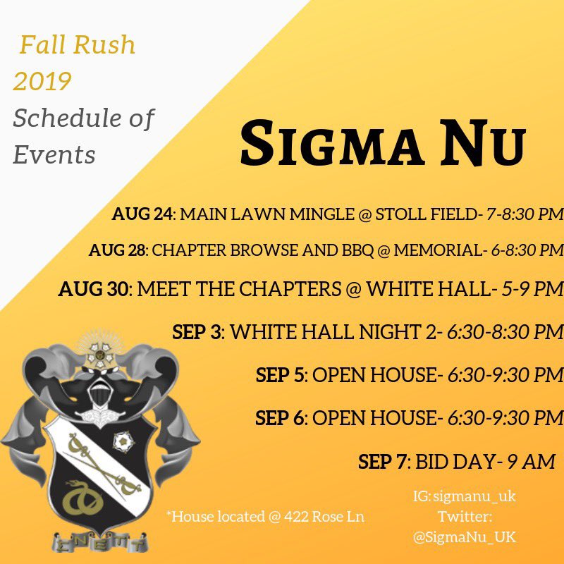 Check out the official schedule for Fall 2019 Rush!