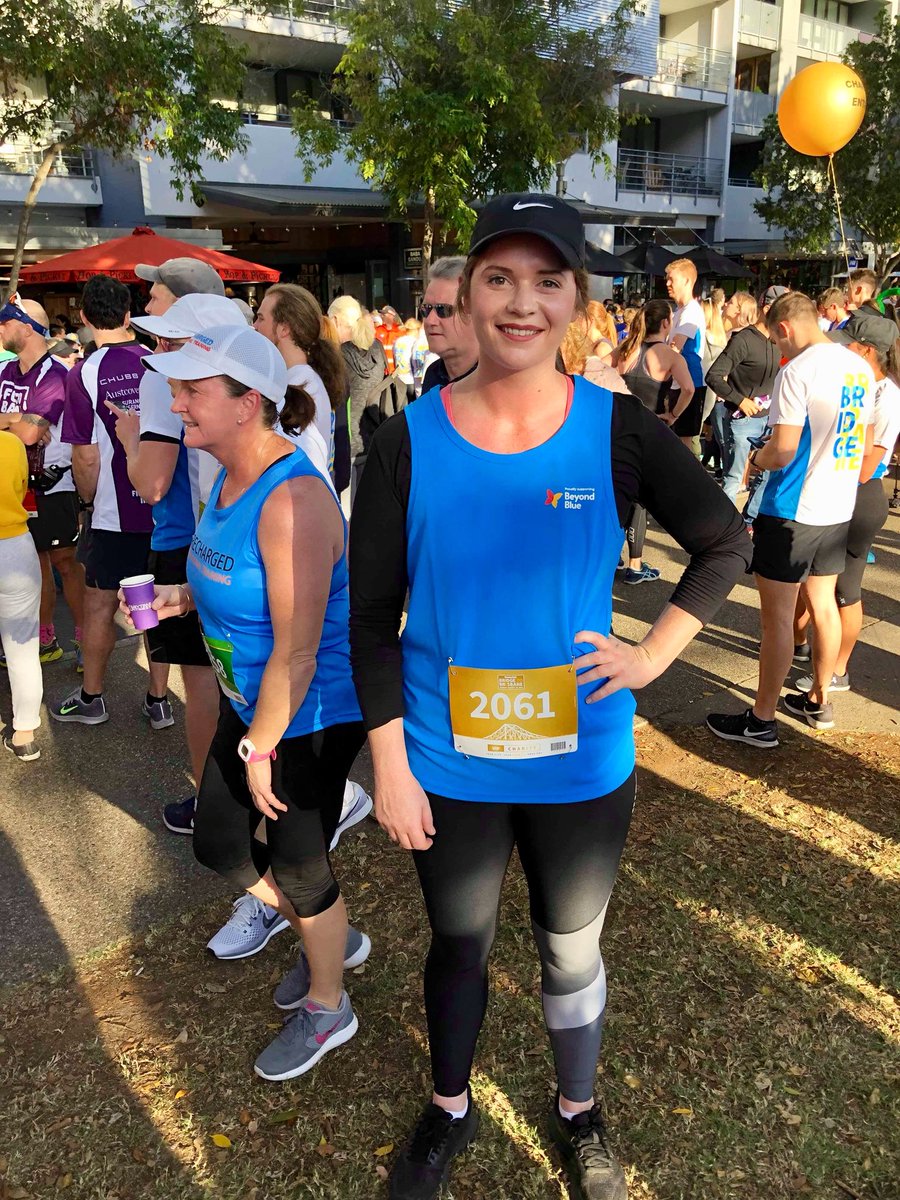 BridgetJuneJudd's tweet photo. Bridge 2 Brisbane 10km with #TeamBeyondBlue Managed to finish 10 minutes faster than last year! #BridgetoBrisbane https://t.co/gVQglTRTM2