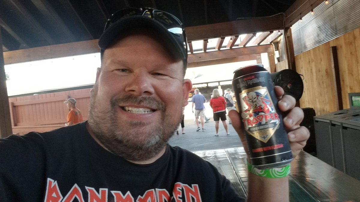 NotThatJimHall's tweet photo. Cant help but enjoy a #TrooperAle before the @IronMaiden show at @ruoffmusicenter #LegacyOfTheBeastTour #BePartoftheLegacy https://t.co/lObFxC7BR3