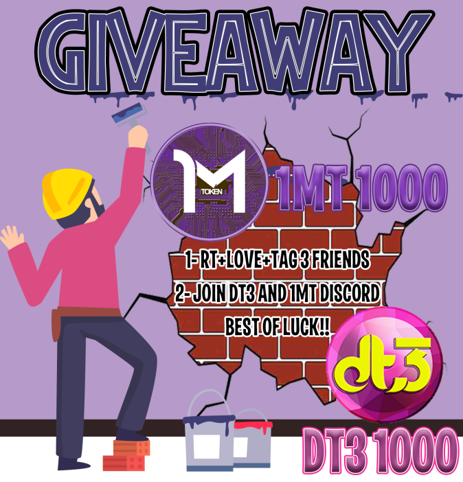 SolCabal_'s tweet photo. 🎁#Crypto #GIVEAWAY
2 Winners! 1000 #1MT+ 1000 #DT3 
1⃣RT+Follow
@1MillionTokens 
@DreamTeam3_DT3
2⃣Tag 3 crypto friends
3⃣Join discord servers:
1MT: https://t.co/AjOgaTfsY0 
POS: https://t.co/IEXG7QN1al

#bounty #bitcoin #crytocurrency #bounties #free https://t.co/4zzjMjm7Hv