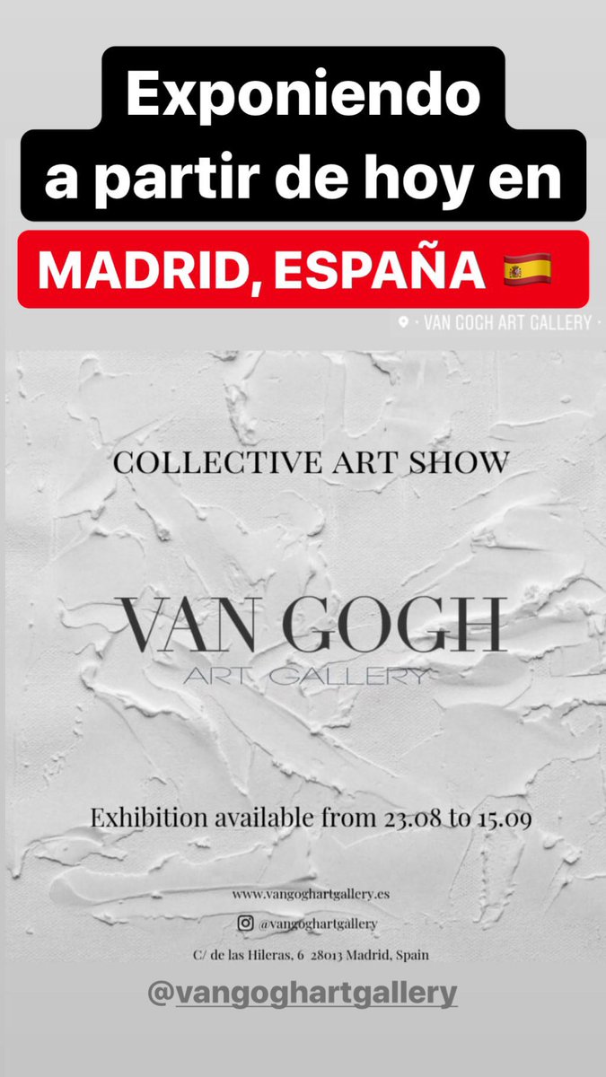 debbiechamlati's tweet photo. Exponiendo a partir de hoy y hasta el 15 de setiembre en Madrid, España en la Van Gogh Art Gallery. 🇪🇸 https://t.co/KkKiTCdxM0