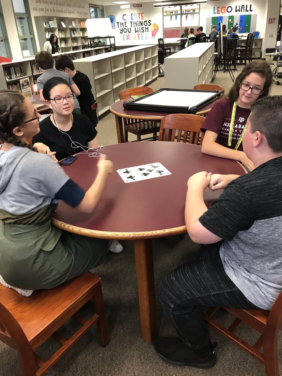 heathgone13's tweet image. It’s a great day @HumbleISD_TMS, when miniature children are playing with a #fulldeck in the #LearningCommons #TMSmadness #TMSrela