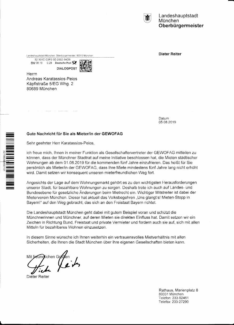 Andreas Karatassios Peios On Twitter This Is The Translation Of The Reelection Advertising Letter The Major Of Munich Sent To The People Payed With Money Of The Municipal The Gewofag Is A Municipal Housing