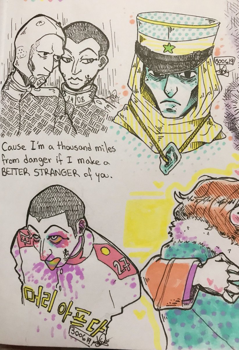 sailorastronart's tweet photo. It’s been so long since I do something on this sketchbook♥️it’s the one with messy stuff and mostly pastel markers 🙈✨ I’m not used to share these type of things but my sister told me something that made me feel like doing it this time ✨♥️✨ #gk #goldenkamuy #7thdivision #ink https://t.co/coZmVcTxTF