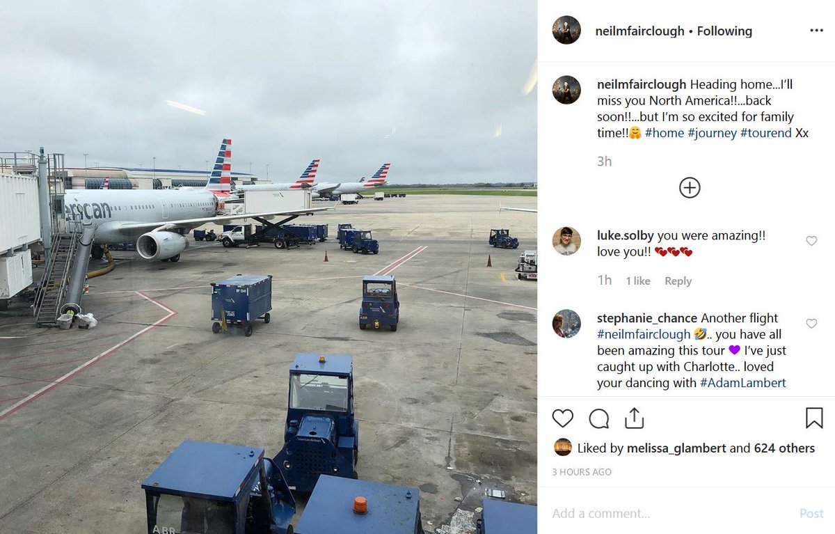 OoftaBop's tweet photo. ✨✈️✨ 8/24 neilmfairclough Heading home...I’ll miss you North America!!...back soon!!...but I’m so excited for family time!!🤗 #home #journey #tourend Xx
https://t.co/1mFmGb6MR1
+ Roger Taylor's ig story https://t.co/LnCqKswkCw