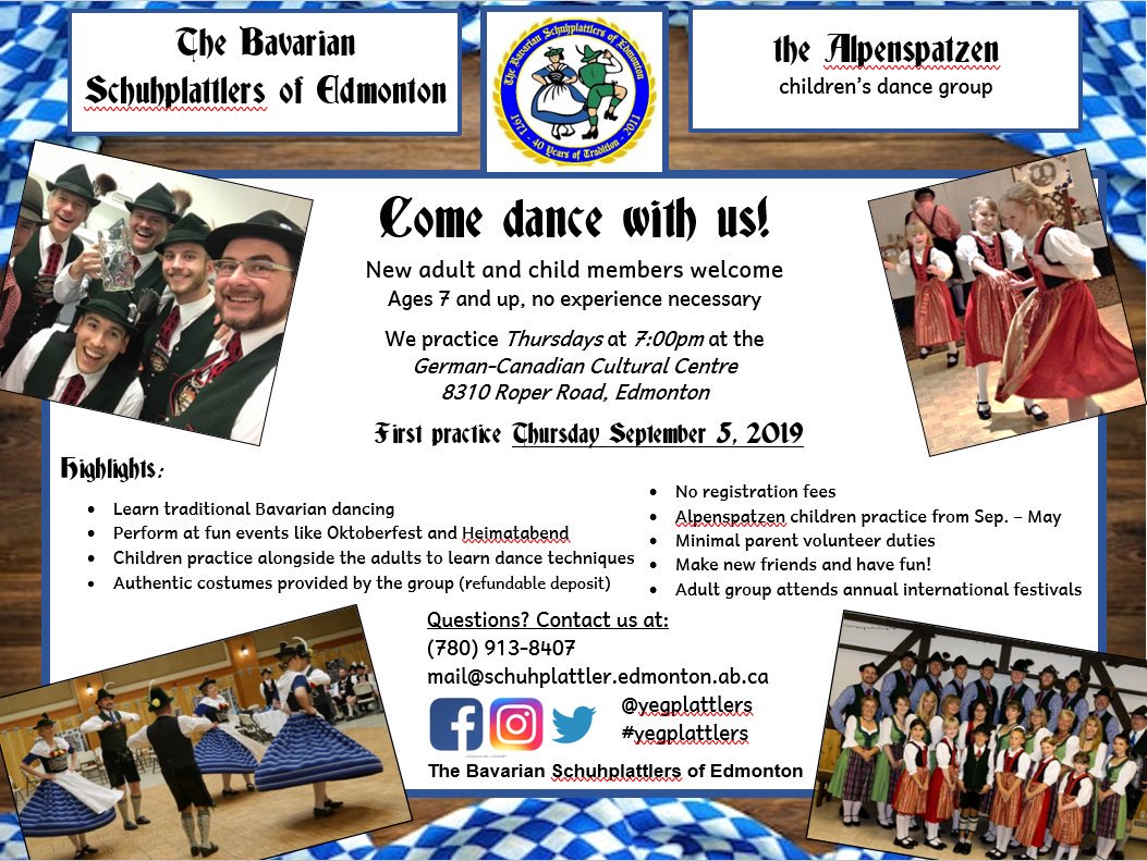 Come dance! New members welcome #yeg #yegdance #Edmonton #yegfamily #yegkids #yegclubs #stufftodo #yegfun #bavarian #Oktoberfest