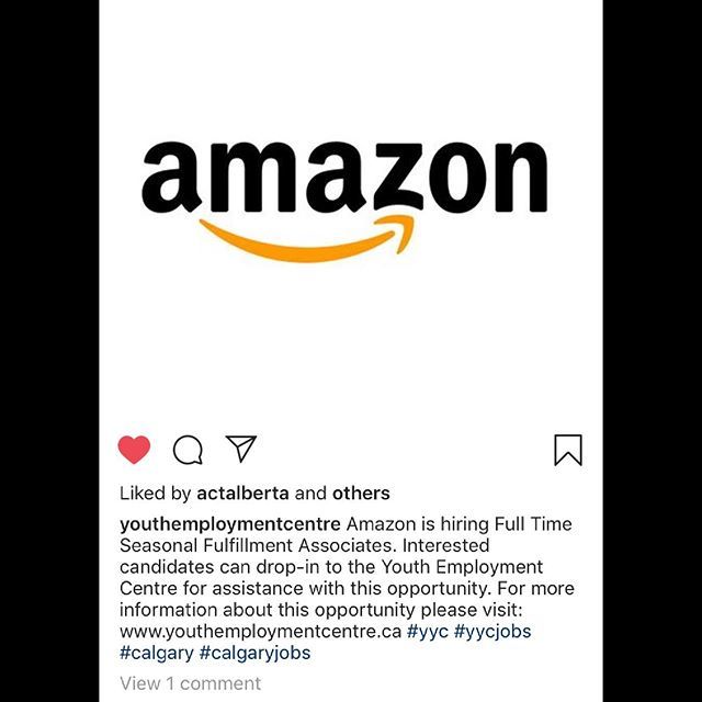 You could work for Amazon!  Contact @youthemploymentcentre for details. #yyc #yycjobs #calgary #calgaryjobs #applynow @palliserschools @palliseroffcampus #palliseroffcampus @cis.gram @cis_aj_campus <a href="/hca_calgary/">Heritage Christian</a> <a href="/ccssecondary/">CCS Secondary Educ.</a> <a href="/masterscalgary/">Master's Academy & College</a> #palliserbb