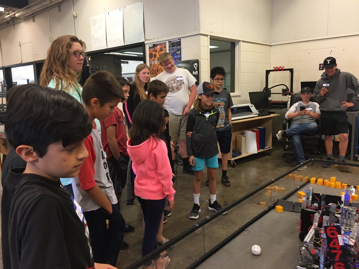 Player1_6476's tweet photo. We also had the opportunity to show the kids our FTC robots from this past 2018-2019 season and they all got to drive them! @FIRSTweets https://t.co/c2tlxCMtsE