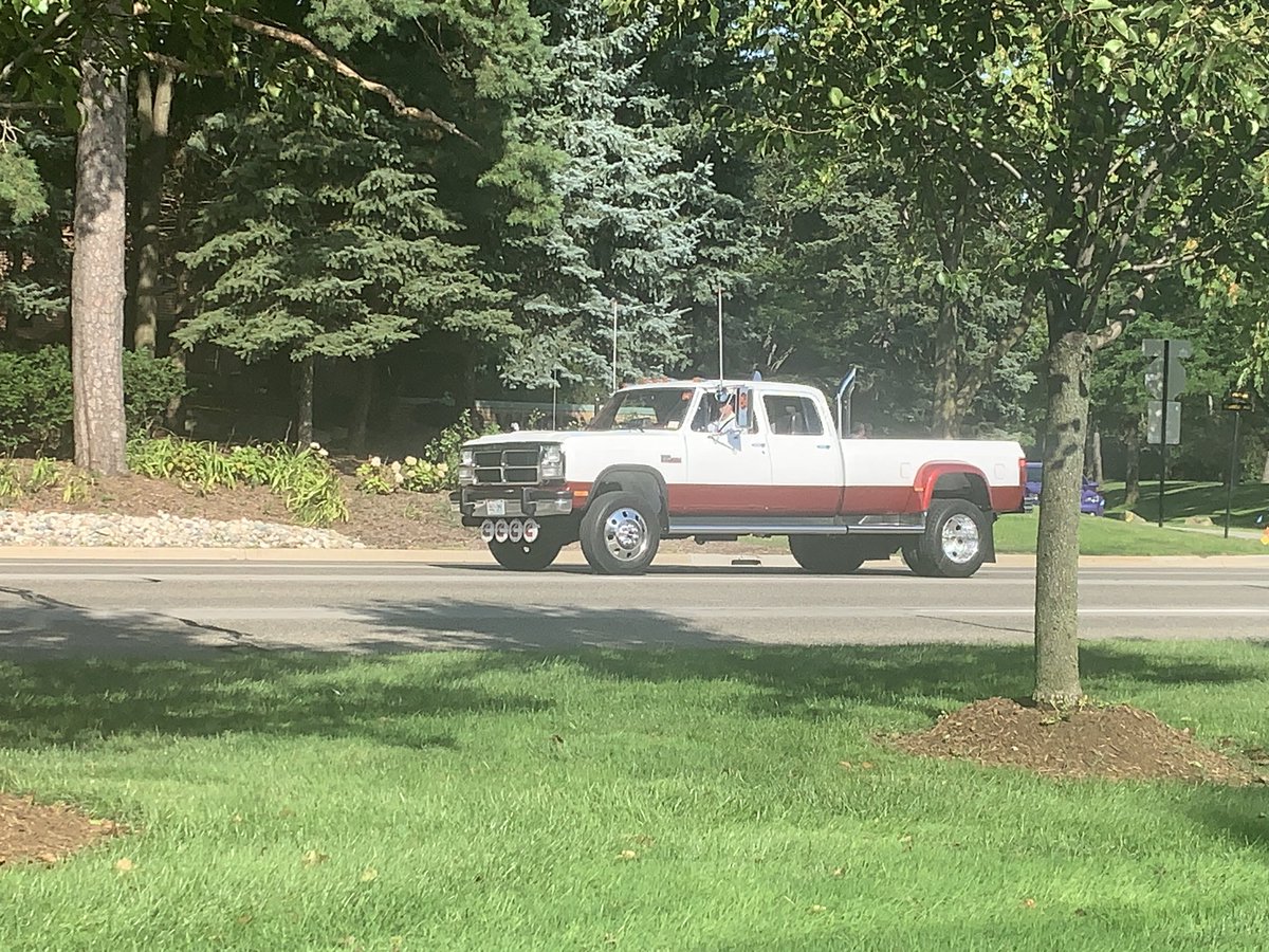 MoparUnlimited's tweet photo. Spotted Robert @MoparBoy1 in his wicked restored Cummins powered Ram W350 on Woodward! This godly Mopar lays down an insane amount of power was restored by Robert and he left no bolt untouched! Sounds meaner than a big rig! 

#MoparOrNoCar #MoparChat https://t.co/6ePpfWGyua