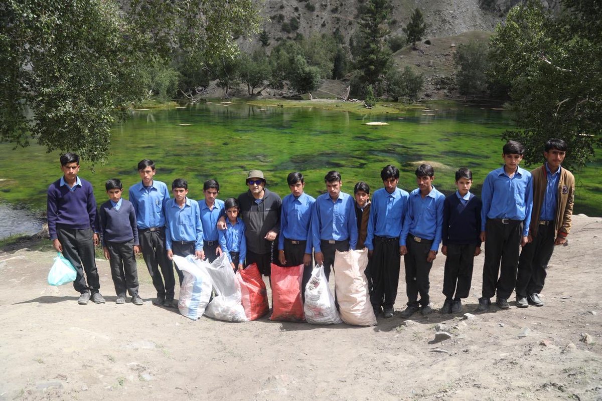 aminattock's tweet photo. Operation #CleanUpWasteWithStudents #SatrangiLake #Naltar - Huge heaps collected even at the remotest of natural sites https://t.co/IzpJ3pM8ED