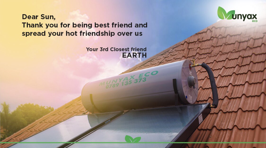 munyaxeco_rw's tweet photo. Dear sun,
Thank you for being best friend and spread your hot friendship over us.
Your 3rd closest friend
EARTH
#sundaychills #Solarsundays #RenewableEnergy #GoGreen #RwOT https://t.co/yBiVfnv5K0