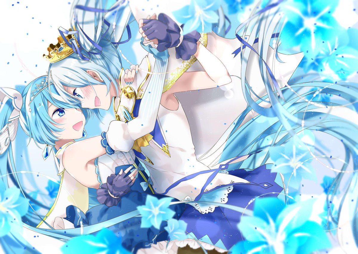 初音ミク ,雪ミク 「#ディアスノ にて描かせて頂いた雪ミク10thおめでとうイラストです!尊い……涼」|安夏（やすなつ）のイラスト