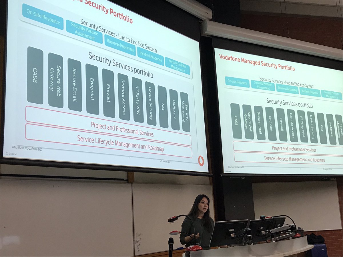 securityacnz's tweet photo. Anu Kaw talking about her journey into security, the variety of security roles available and the importance of authentication, authorisation and logging https://t.co/muLFyk3Dqs https://t.co/v3dyQhgOJJ