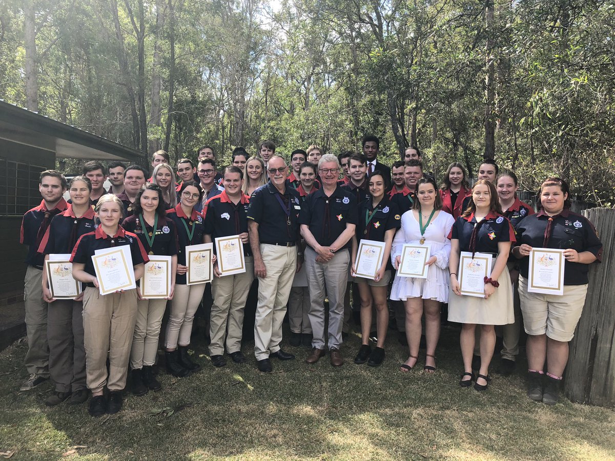 QldGovernor's tweet photo. Scouts everywhere have an affinity for adventure, for working together, for embracing challenges and for having fun, and today the Governor, #Qld's Chief Scout, presented awards to high-achieving Scouts and dedicated Adult Leaders @ScoutsQLD https://t.co/Onw6rzzPmx