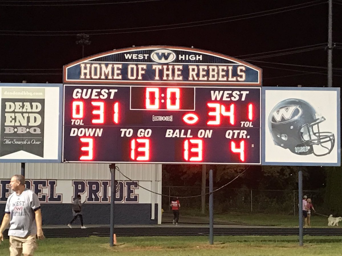 westrebelsfb's tweet photo. Rebels defeat the Bulldogs in OT on a TD pass from Dance to Rogers!! https://t.co/wRjWhLC5De