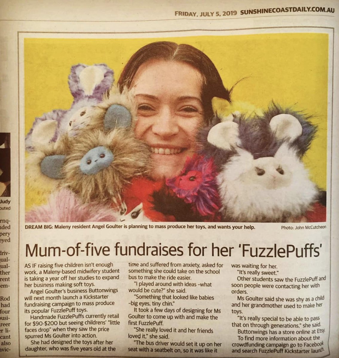 RealButtonWings's tweet photo. Mum takes handmade toys to masses

Story in Sunshine Coast Daily

#mumtrepreneur #news #fuzzlepuffs #kickstarter

https://t.co/m4FpOc0otS https://t.co/v1UJBuNatG