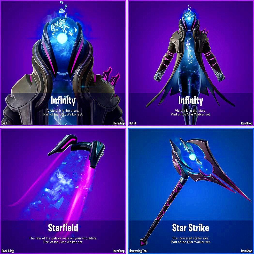 Fortnitefanaticfan A Twitteren The Walker Set Infinity Skin Star Strike Pickaxe Star Field And Back Bling Fortnite Epicgames Starwalkerset Infinity Skin Starstrike Pickaxe Starfield Backbling Fortniteislife Fortnitegame Epicgames