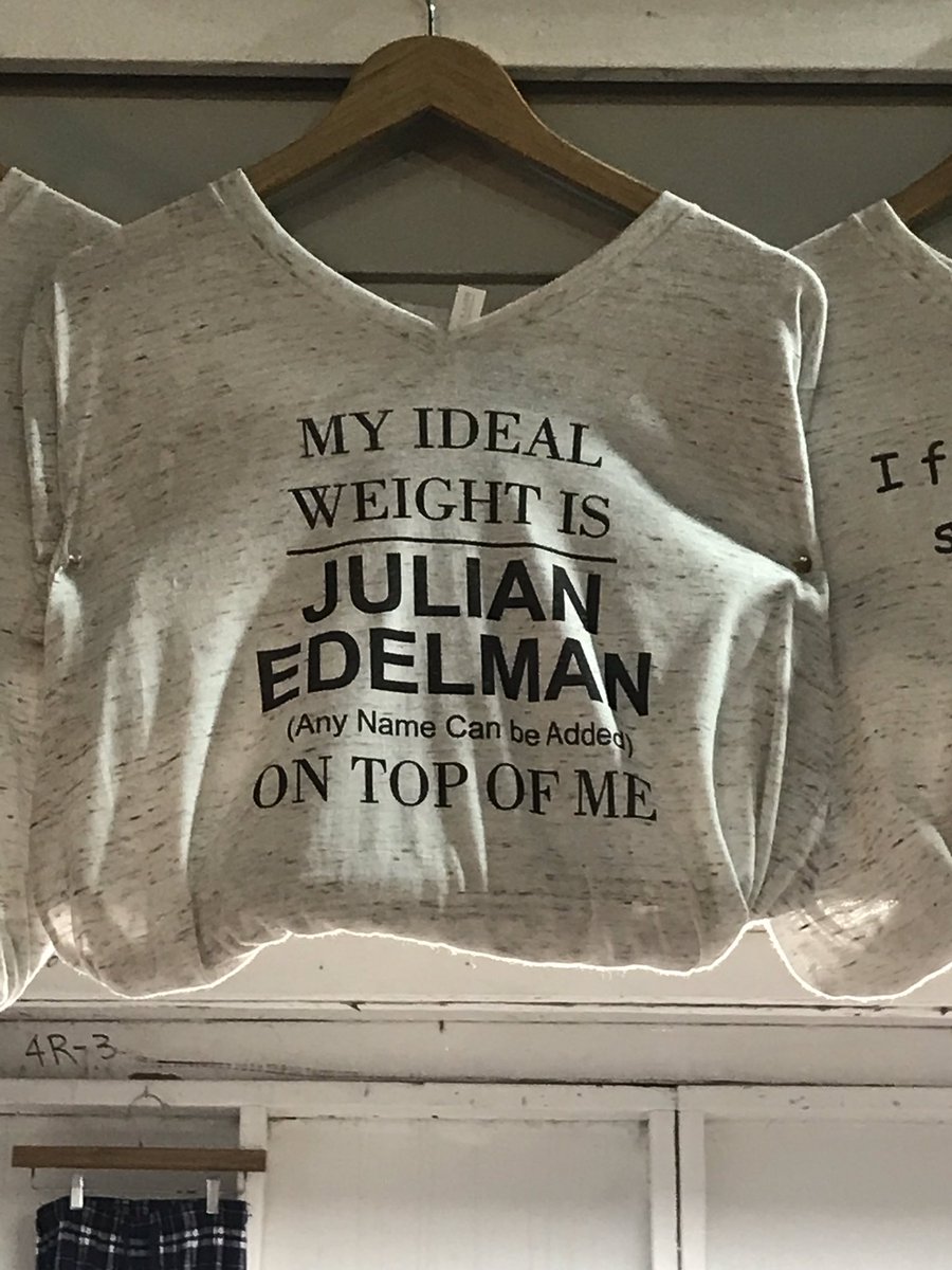 Jennyrac427's tweet photo. Went to Hampton Beach and scored the best t-shirt they had! Husband ok’d this as my shirt for opening day! @Edelman11 @Patriots https://t.co/uNtFTm66Pu