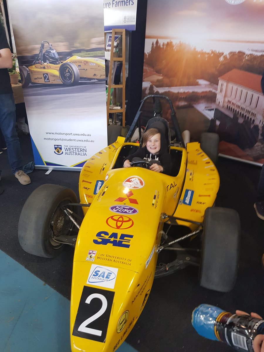MrsKK8's tweet photo. At the @PerthSciFest for another year. Some great exhibits here. I'll be sharing! Here is one from @uwanews. Kids loved the car and the husband loved the half an hour chat!

#notascienceteacher
#perthscifest https://t.co/RxOoJnNLBp