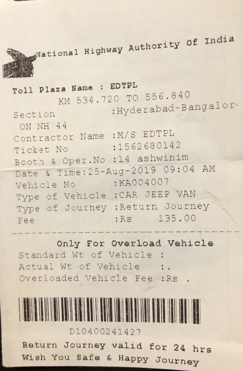 amod_dani's tweet image. Cab drivers will do anything to avoid paying toll for KIAL including use of Chikkajala road. My @Olacabs driver made me pay return toll 135/- even though toll of 90/- is included in the fare (CRN3489560136). After that he wanted to keep the toll receipt which I refused.