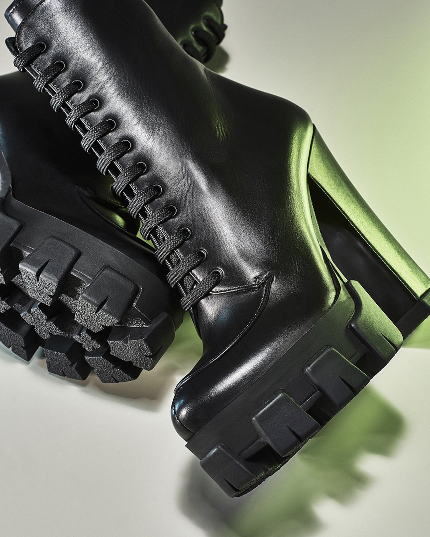 prada block heel combat boot