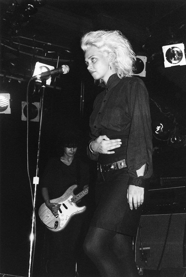 Anja Huwe of Xmal Deutschland playing at Danceteria in New York City, Sept. 29, 1984.  (Photo by Fred H. Berger)

#punk #punks #punkrock #postpunk #gothpunkrock #gothgirl #anjahuwe #xmaldeutschland #history #punkhistory #historyofpunk