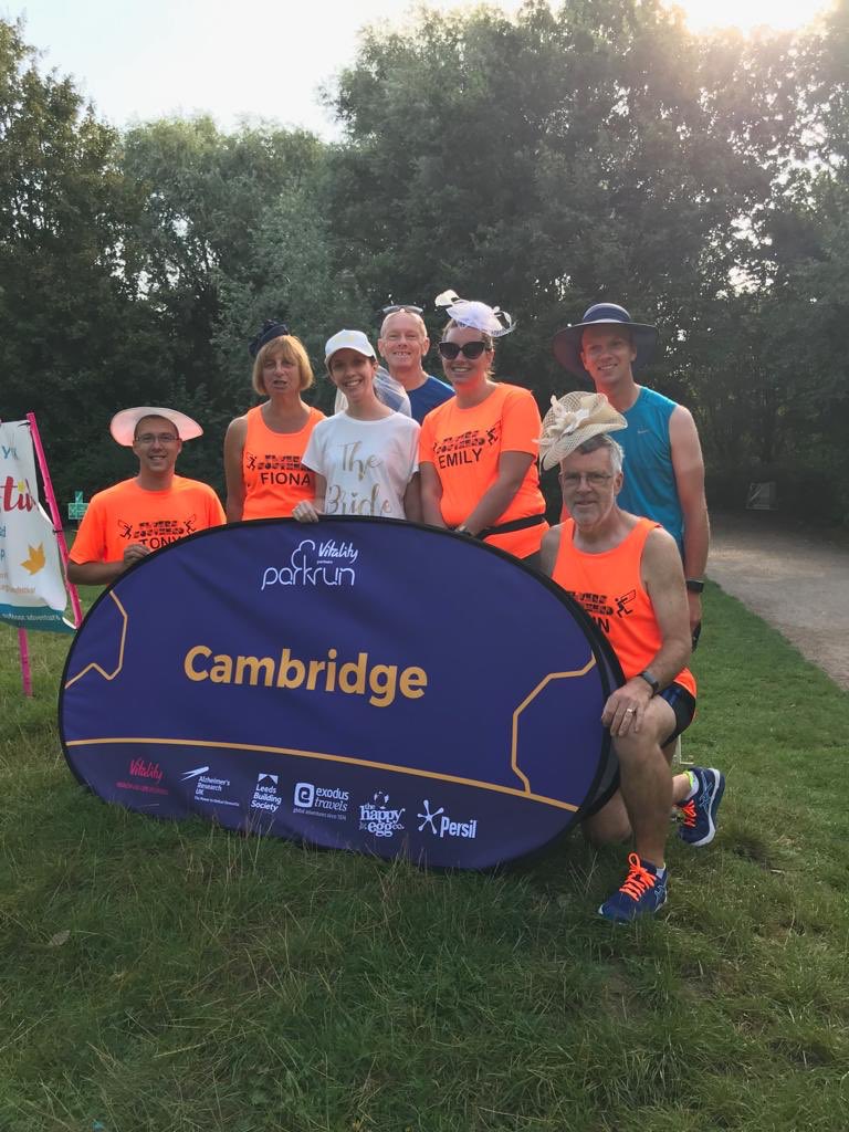 Thanks for getting me running again <a href="/SarahMillican75/">Sarah Millican</a> Here’s team bride doing a 5k the day before our wedding. Now for the big day!#loveparkrun