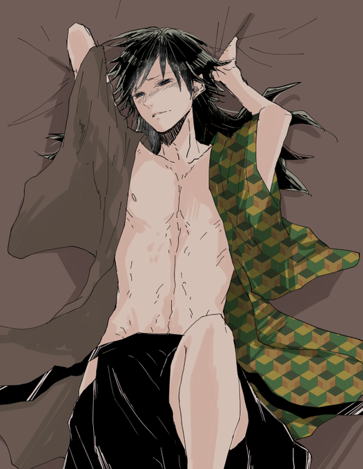 hanaさんがTwitterに投稿した冨岡義勇(鬼滅の刃)のイラスト。