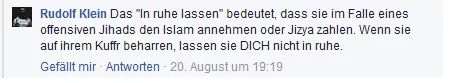 MIslamismus's tweet photo. Ein Islamist erklärt uns was "in Ruhe lassen" nach islamischer Definition bedeutet:
1. in Ruhe lassen heißt, die Kuffar mit dem offensiven Jihad zu überziehen bis sie den Islam annehmen und die Schutzsteuer zahlen !
Weiter lesen:
https://t.co/k5009r4PHE https://t.co/05GC2iffVi