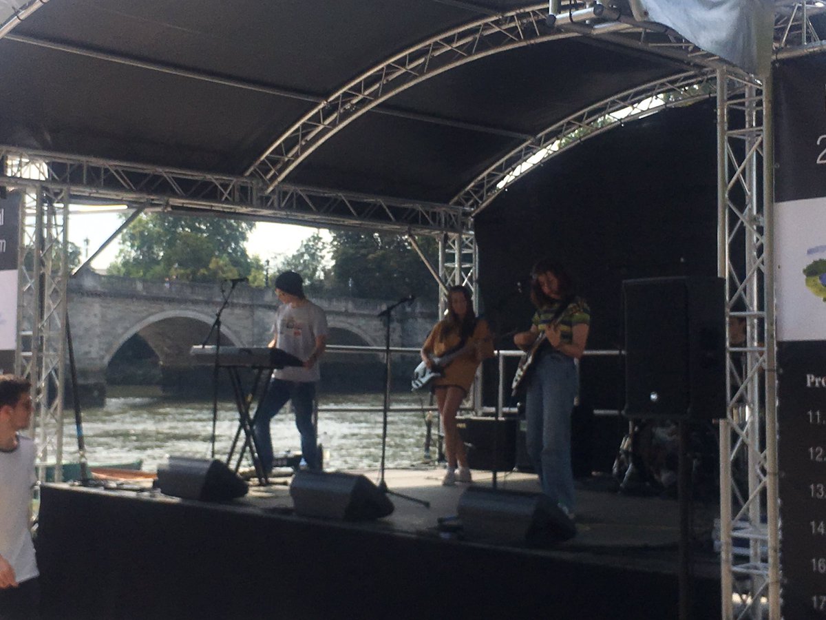 RMT_richmond's tweet photo. #InternationallyUnknown sounding really tight & kicking off day 2 at #RichmondRiversideFestival . Great to see #LeanneFraser fronting them too. Leanne was one of our #Create19 winners! #band #creativity #Songwriting #talent @crawdaddyCR @Visit_Richmond1 @LBRUT #powerjamband https://t.co/6cO6A1vR7R