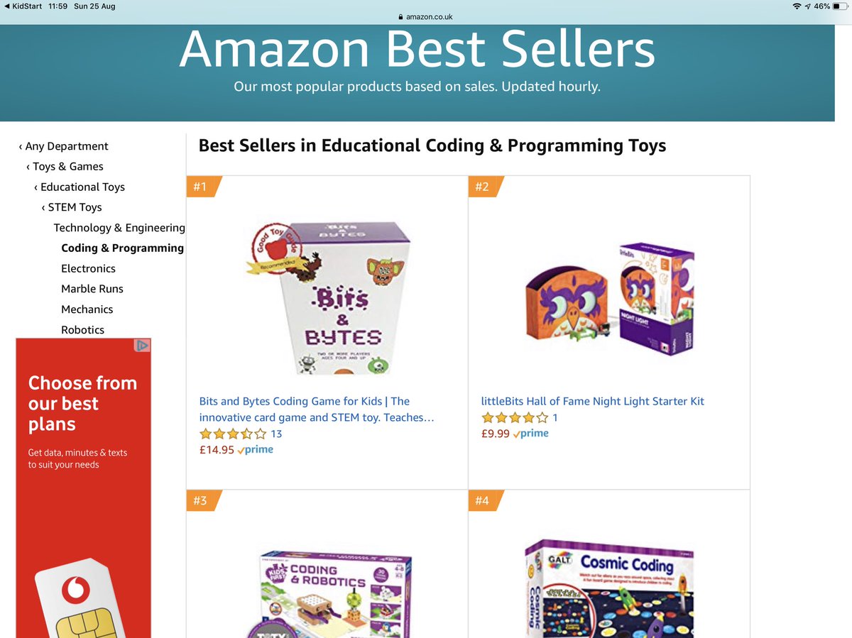 bitsbytes_cards's tweet photo. Ooooo. Bits and Bytes tops the Amazon charts in the UK - best seller in Educational coding and Programming Toys. #AussieEd #STEM #GetKidsCoding #EdChat #PrimarySTEMChat #ProgrammingForPrimaries #EdTech #Teachers #LoveLearning #EduTech https://t.co/m7B5Winhyk