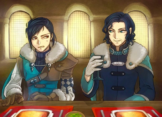 風花雪月、青獅子二部?
フェリクスくんとロドリグと食事がしたいです…!!!!という思いで描いた✏️ロドリグと結婚できるアプデを待っています_(:3 」∠)_ 