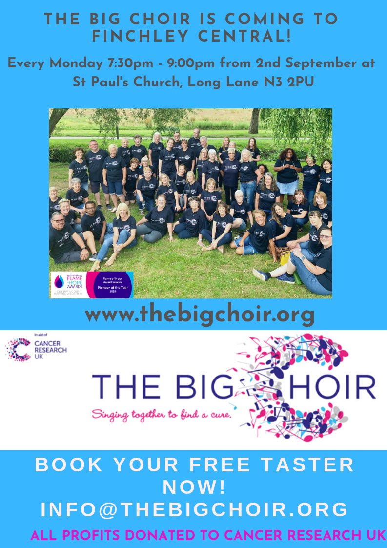 BIGCHOIRLondon's tweet image. The only good thing about reaching the end of the summer season, is getting back to our regular weekly rehearsals!  Only one week before we open our latest group in Finchley! So excited! @NorthLondonHour @charity @fundraising @CR_UK @CRUKLondon @CRUKEventsLDN #choirs #groupsing