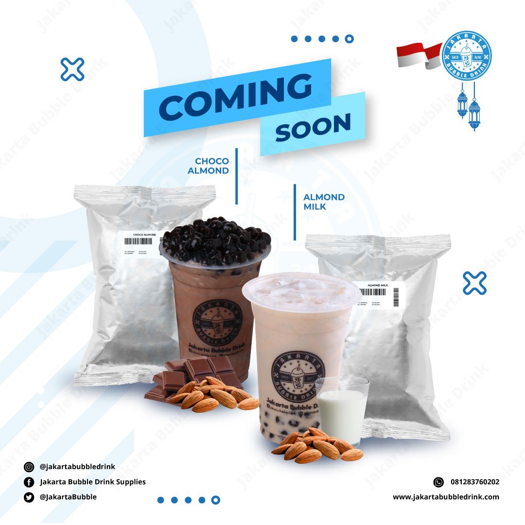 JakartaBubble's tweet photo. Coming Soon!
Untuk pelanggan setia Jakarta Bubble Drink! Akan hadir powder terbaru yaitu choco almond dan almond milk. Perpaduan antara coklat dengan kacang almond dan antara kacang almond dengan susu.
Pantengin trus IG kita ya guys
#newflavour #newpowder
#janganlupacerita https://t.co/YqBztXkJ4E