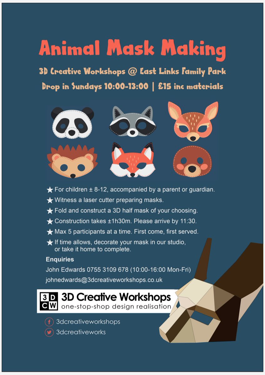3DCreativeWorks's tweet photo. Join us this morning for a fun and challenging 3D mask making workshop!
https://t.co/boaGgRFpoC https://t.co/JRechu4l9K