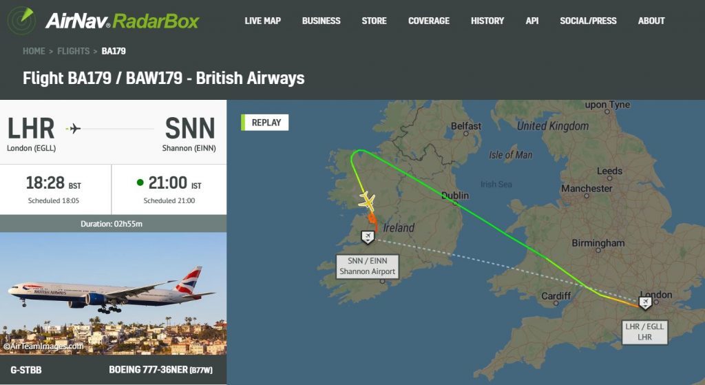 Angelus1701's tweet image. New post: "ALERT British Airways #BA179 diverted to Shannon after indication of fire at the rear of the aircraft" ift.tt/2Hmp68Y
